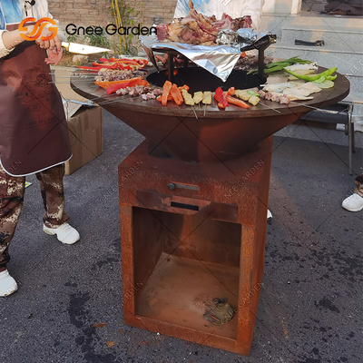야외 요리 BBQ 그릴 과중한 업무 고대 방화정 코르텐 중금속 바비큐