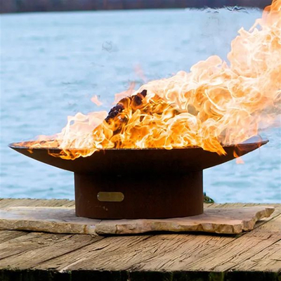 고대 라운드 코르텐 강 방화정 BBQ 버너 55*55*41cm 높은 온도 그림