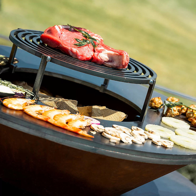 옥외 정원 Bbq 부엌 석쇠 Corten 강철 바베큐 나무 굽기