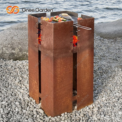 야외 Corten 금속 바베큐 그릴 헤비 듀티 요리