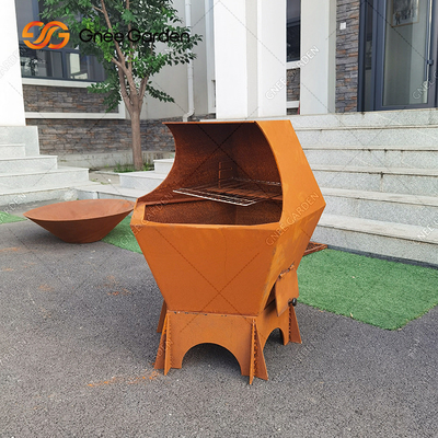 Corten 강철 목탄 Bbq 석쇠 관례를 요리하는 옥외 안뜰 부엌