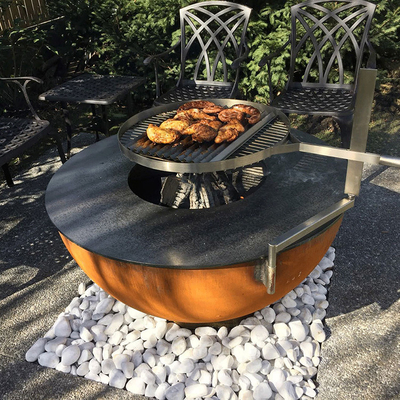 야외 야영 요리용 코르텐 강 Bbq 그릴 장식적 방화정 그릴