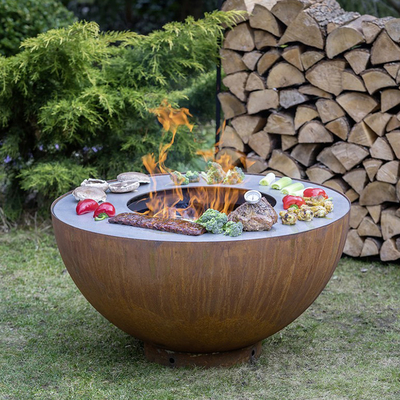 야외 야영 요리용 코르텐 강 Bbq 그릴 장식적 방화정 그릴