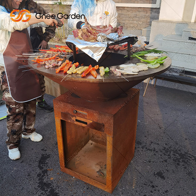 야외 코르텐 강 정원 방화정 BBQ 조리판 야외 요리 그릴