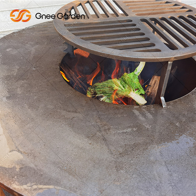 라운드 Dia 100 센티미터 조리판과 녹이 스는 색깔있는 야외 BBQ 그릴 숯 흡연자