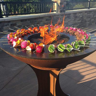 석쇠 요리를 가진 목탄 바베큐 석쇠 옥외 Corten 강철 불 구덩이 BBQ