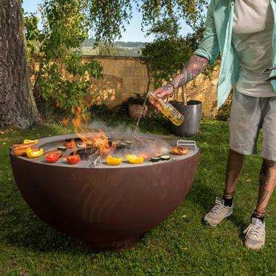 주문 제작된 그릴 고리와 1000 밀리미터 야외 코르텐 강 방화정 BBQ