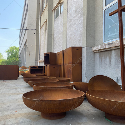 Corten 강철 정원 옥외 화덕 현대 벽난로 난방 나무 굽기