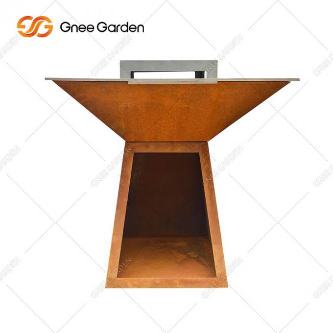 코르텐 강 BBQ 방화정 그릴 부등변 사각형은 정원 바비큐 파티를 위한 야외 조리용 그릴을 형성했습니다