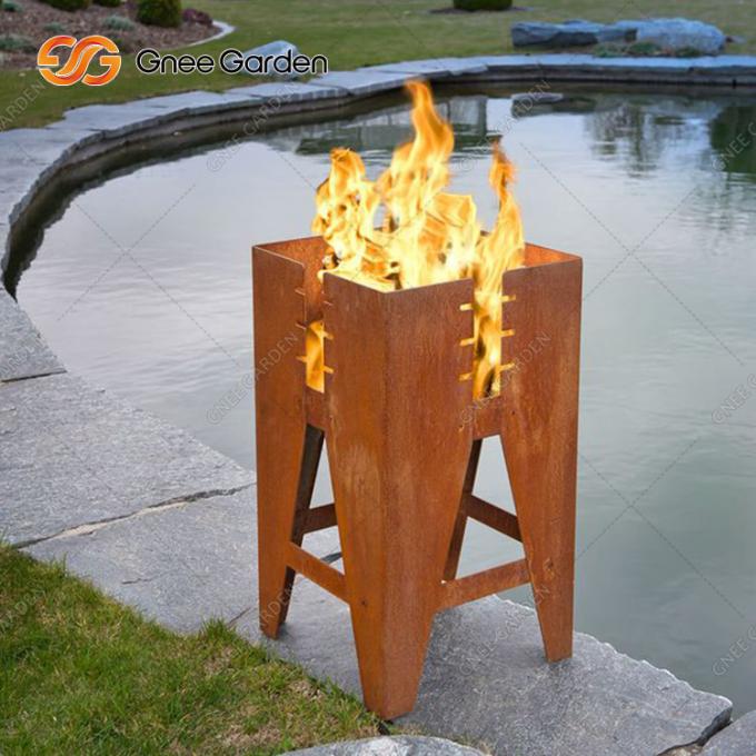 인기있는 코르텐 강은 야외 Bbq 그릴 채마 밭 나무로 된 버너 방화정을 사각처리했습니다