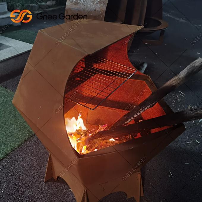 야외 코르텐 강철 금속 방화정 바베큐 그릴 Bbq 화로 그릴