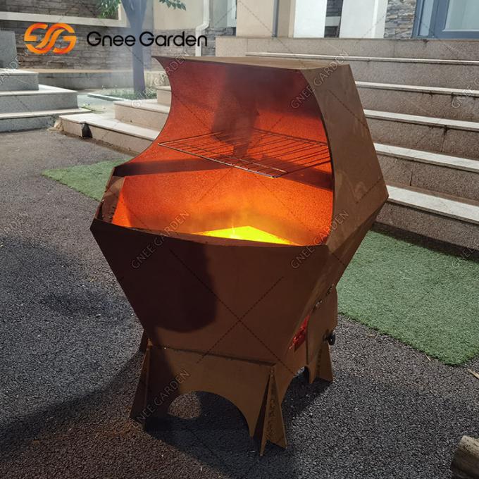 야외 코르텐 강철 금속 방화정 바베큐 그릴 Bbq 화로 그릴