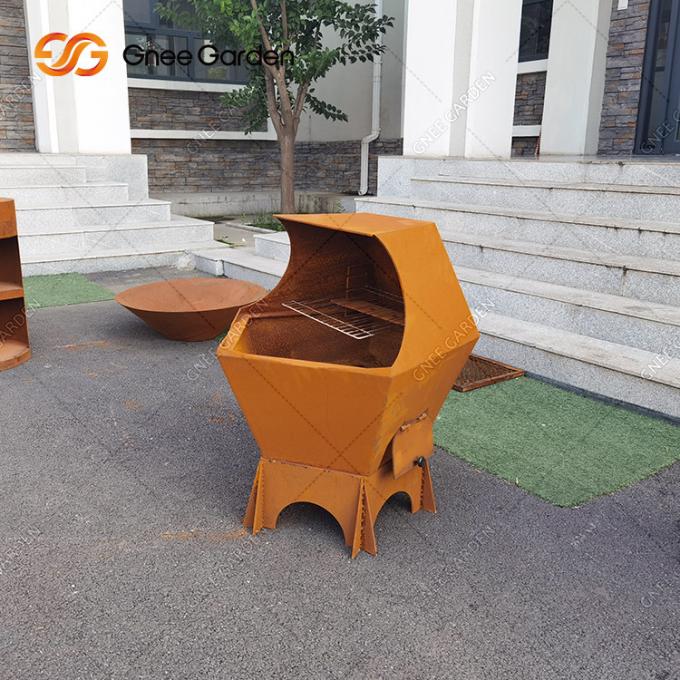 야외 코르텐 강철 금속 방화정 바베큐 그릴 Bbq 화로 그릴