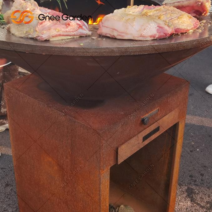 직원으로 일하는 원목 소각 코르텐 강 야외 BBQ 표 방화정 바베큐 그릴 숯 Bbq