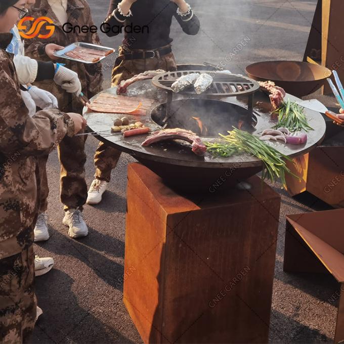 가족과 친구들 코르텐 강 BBQ 강철 야외 녹 코르텐 철 격자 브라세로 바베큐 그릴
