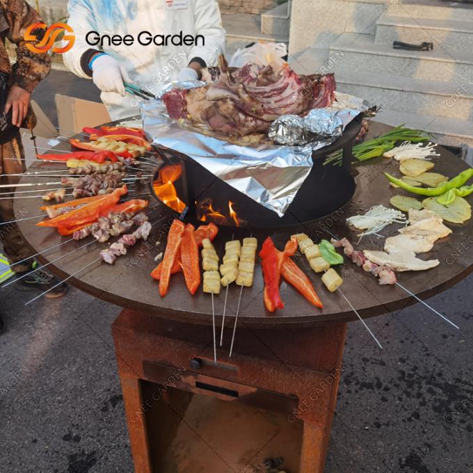 야외이 라운드 100 센티미터 지름 조리용 그릴 플레이트와 그릴 숯 흡연자 녹이 스는 색 BBQ 그릴을 바베큐합니다
