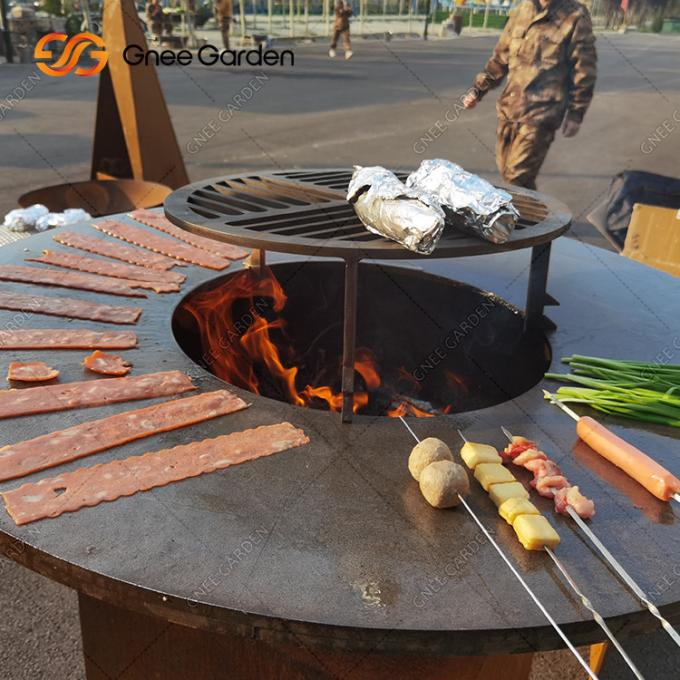 가족과 친구들 코르텐 강 BBQ 강철 야외 녹 코르텐 철 격자 브라세로 바베큐 그릴