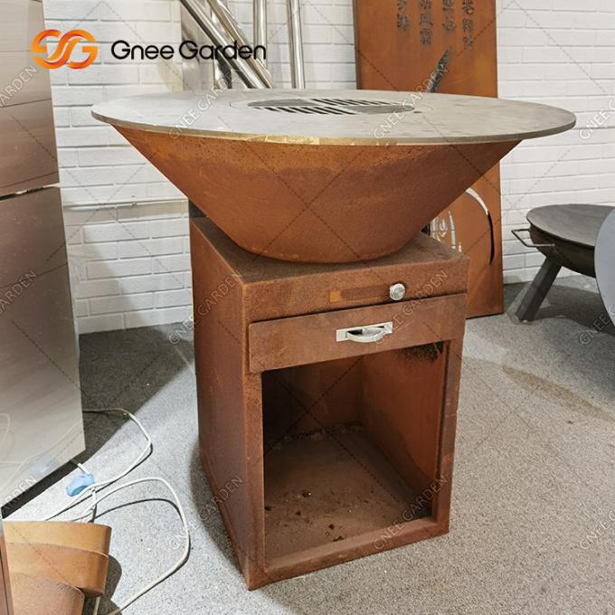 가족과 친구들 코르텐 강 BBQ 강철 야외 녹 코르텐 철 격자 브라세로 바베큐 그릴