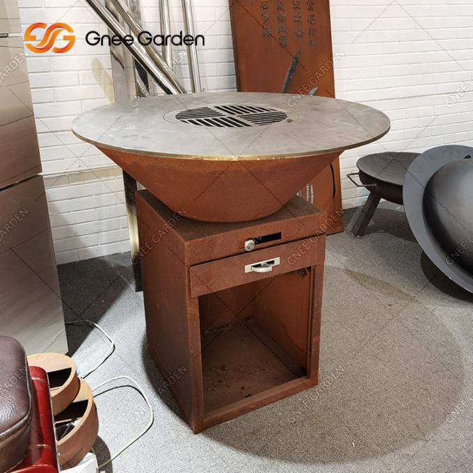 야외 조리용 그릴 가지고 다닐 수 있는 야외 뒤뜰 정원 장식적 숯 코르텐 철 격자
