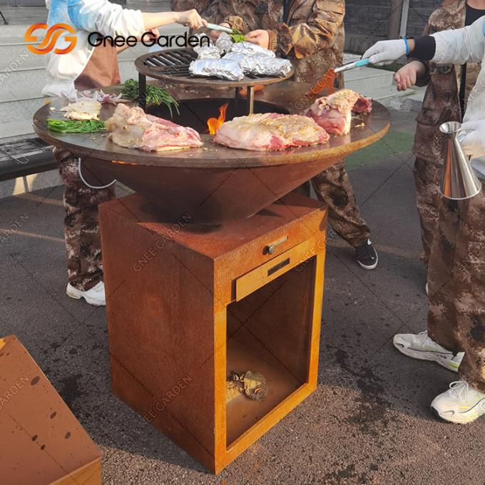 야외 조리용 그릴 가지고 다닐 수 있는 야외 뒤뜰 정원 장식적 숯 코르텐 철 격자