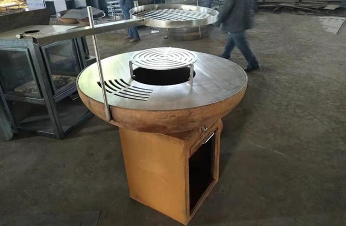 야영 BBQ 그릴을 태우는 현대 가지고 다닐 수 있는 야외 부엌 코르텐 철 격자 나무