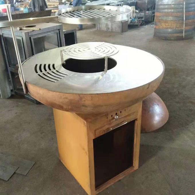 야영 BBQ 그릴을 태우는 현대 가지고 다닐 수 있는 야외 부엌 코르텐 철 격자 나무