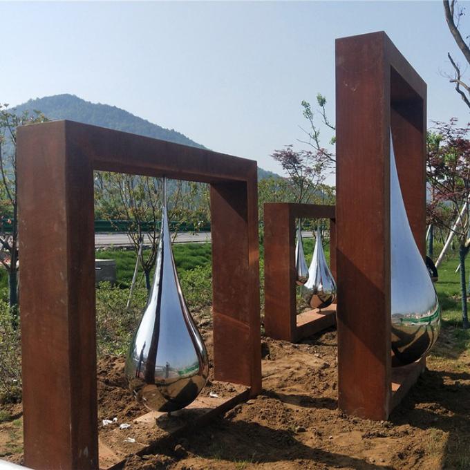스테인레스 강과 최고 코르텐 강 야외 초록 집 장식 조각